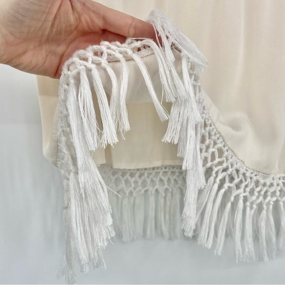 Amour Vert White Silk Macrame Crochet Mini Skirt S - Picture 3 of 7